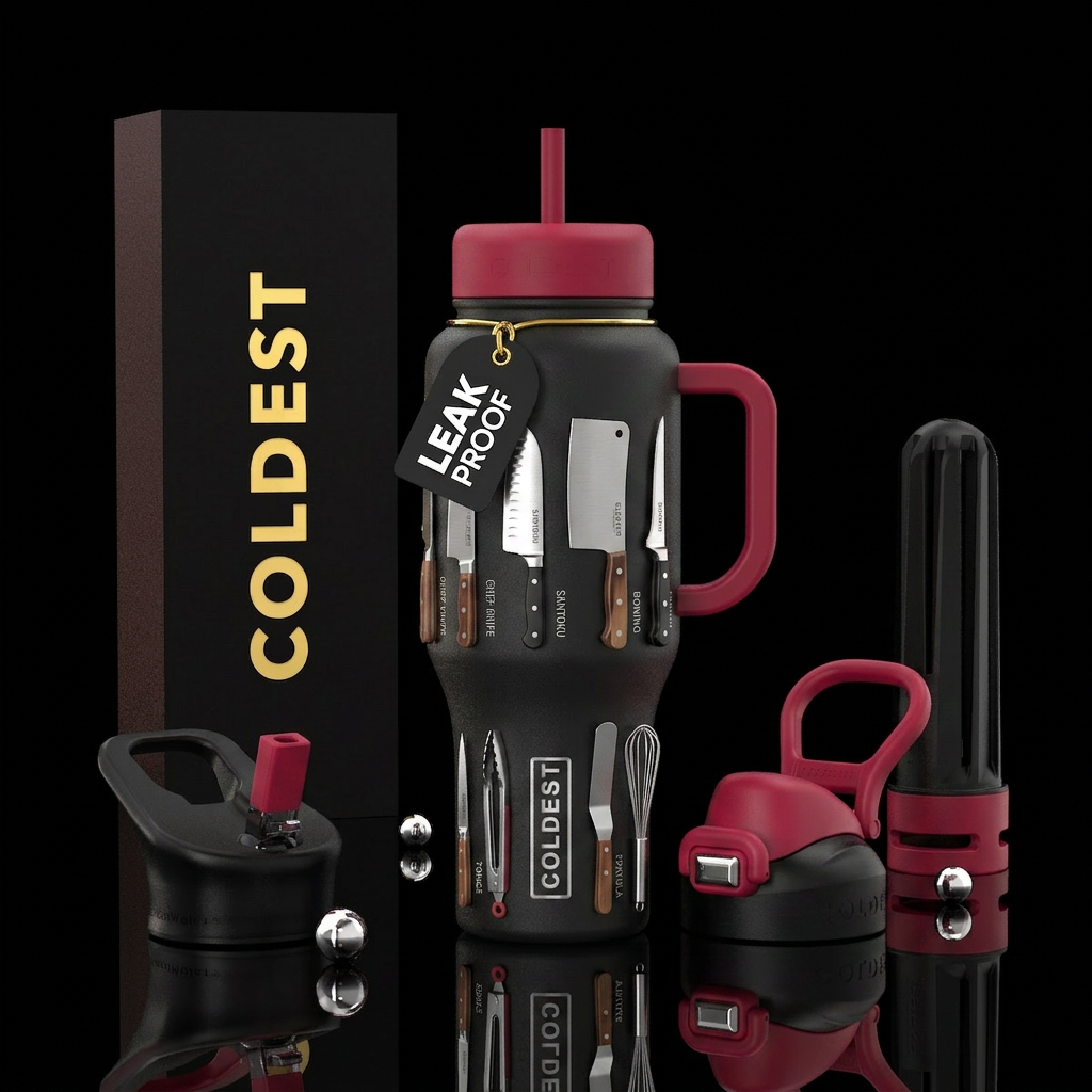 "Chef's Arsenal" Make the bottle look like a weapo... water bottle design