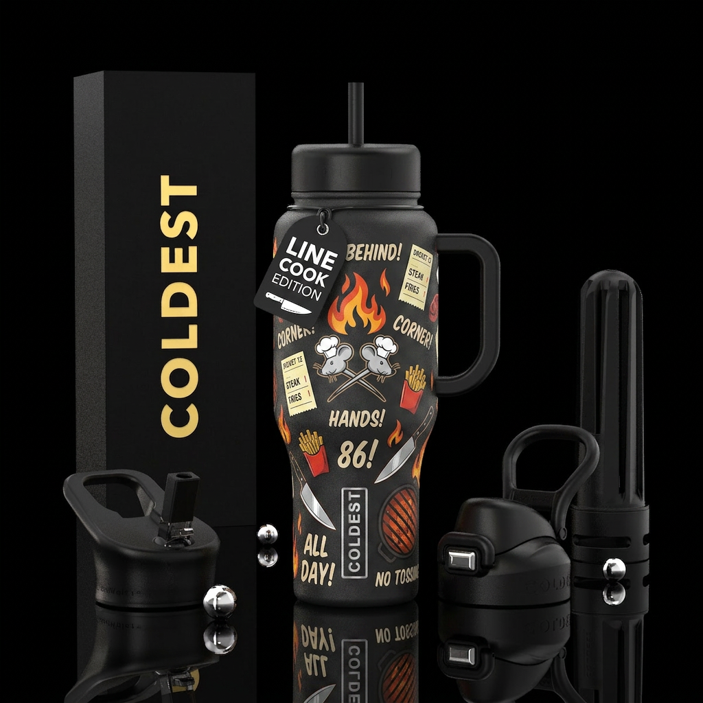 "The Line Cook" Designed specifically for restaura... water bottle design