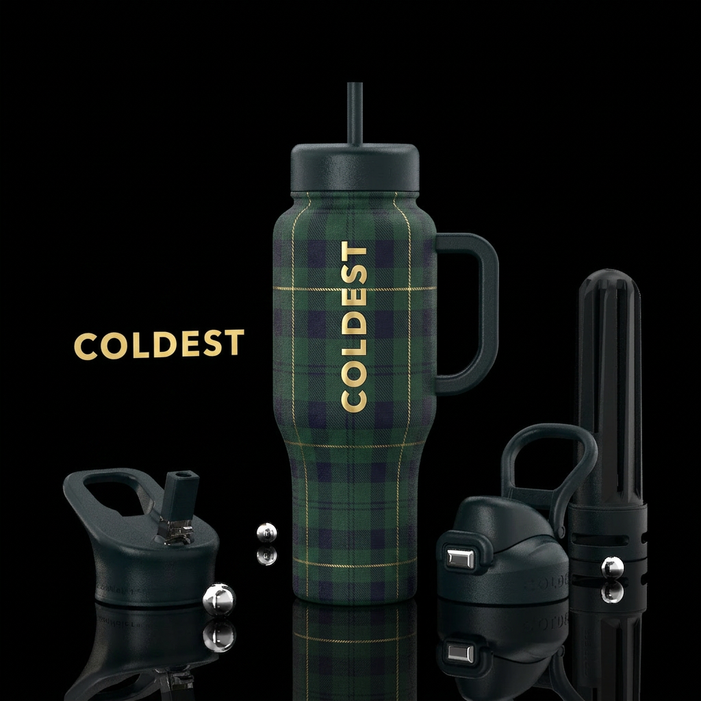 Highland Luxe Picture: Matte black base Forest gre... water bottle design