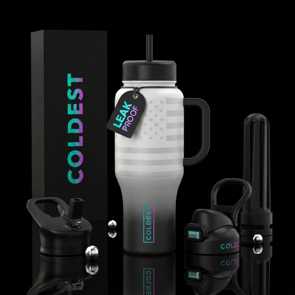 Ghost Flag White camouflage background Light gray ... water bottle design