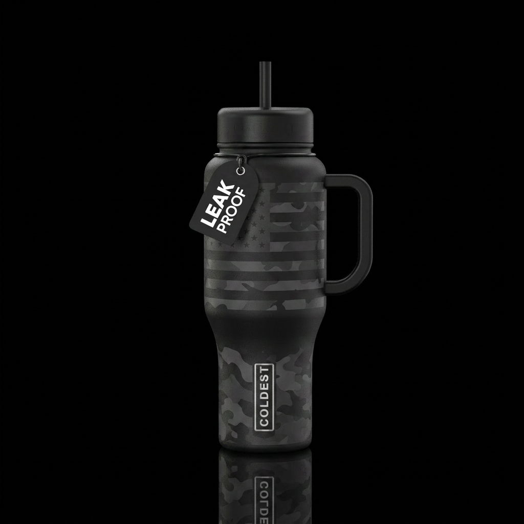 Freedom Shadow Matte black background Entire flag ... water bottle design