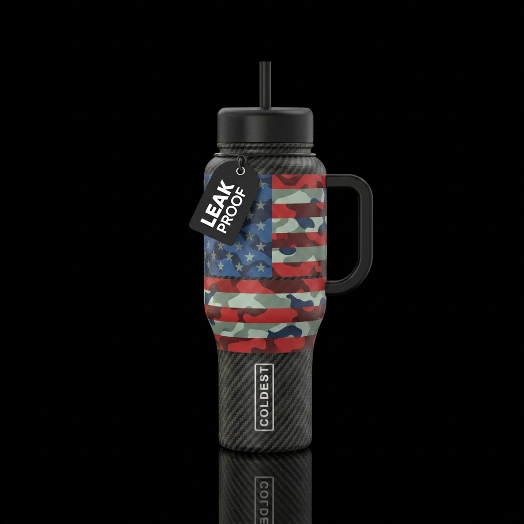 Carbon Patriot Carbon fiber camouflage background ... water bottle design