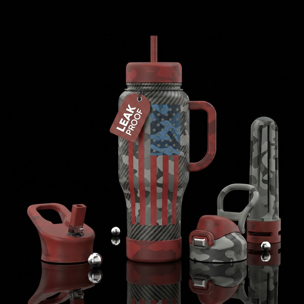 Carbon Patriot Carbon fiber camouflage background ... water bottle design