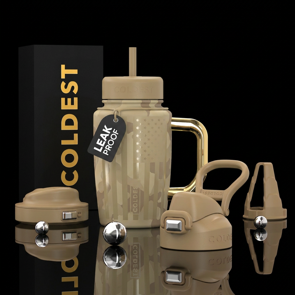 Desert Ghost Background: Desert camo Stars and str... water bottle design