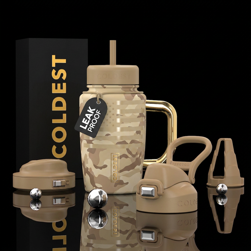 Desert Ghost Background: Desert camo Stars and str... water bottle design