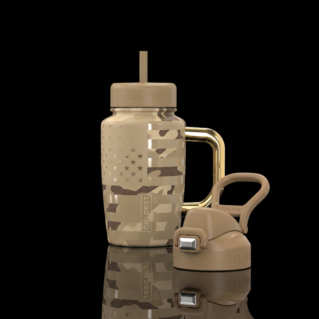 Desert Ghost Background: Desert camo Stars and str... water bottle design