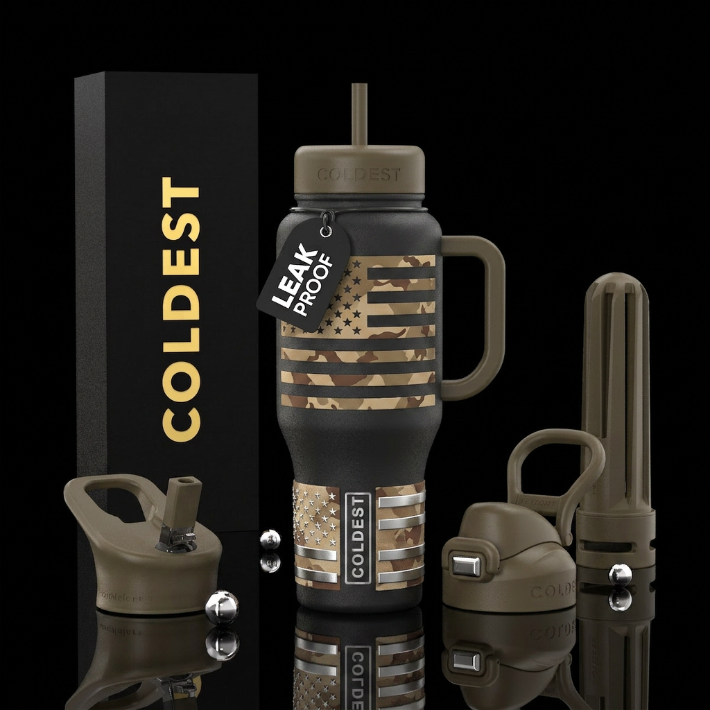 Blackhawk Desert Background: Matte black Stars and... water bottle design