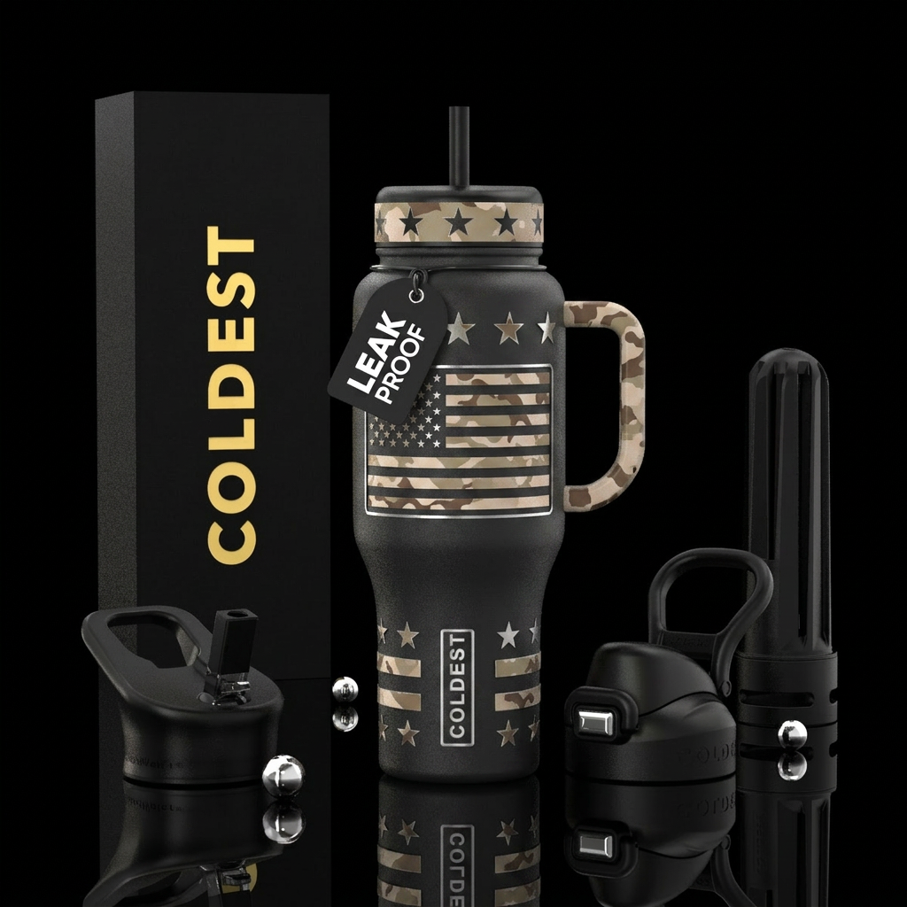 Blackhawk Desert Background: Matte black Stars and... water bottle design