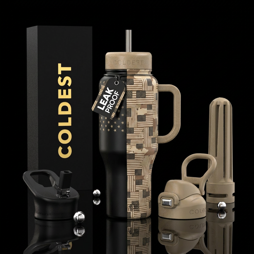 Desert Independence Background split vertically: L... water bottle design