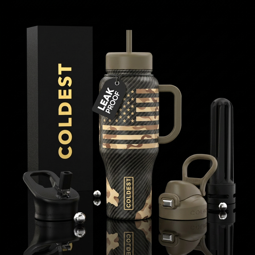 Desert Carbon Patriot Background: Carbon fiber tex... water bottle design