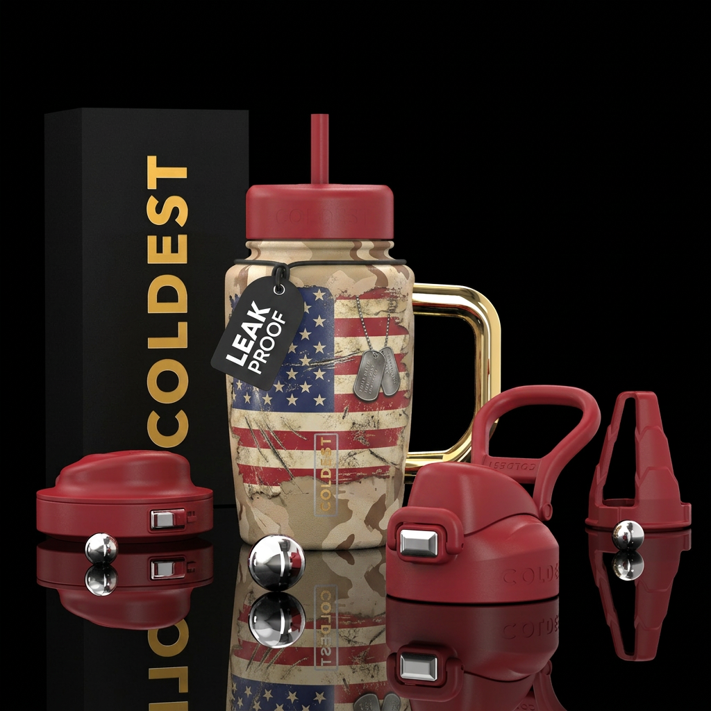 Desert Veteran Edition Background: Desert camo Wor... water bottle design