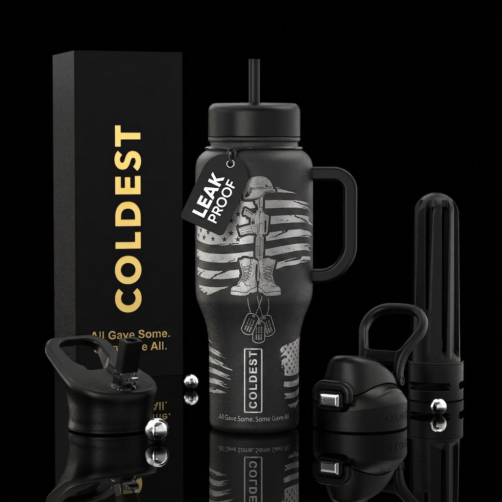 The Fallen Never Forgotten Background Matte black ... water bottle design
