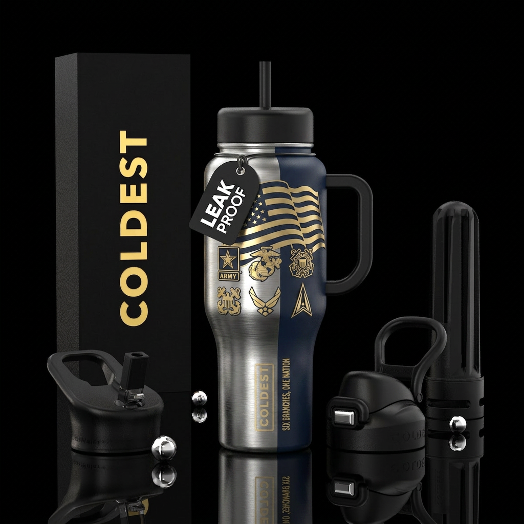 Six Branches, One Nation Background Brushed steel ... water bottle design