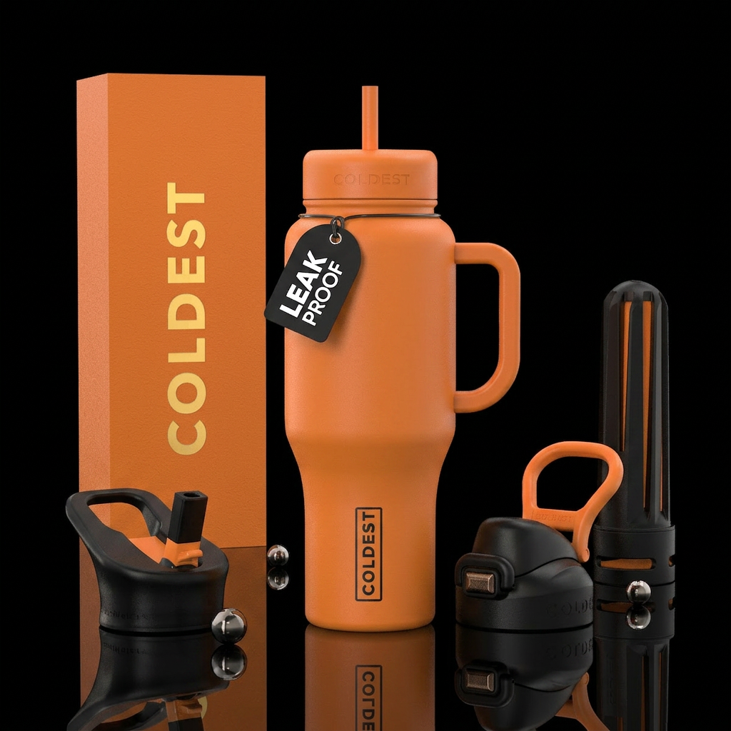 Matte orange water bottle design