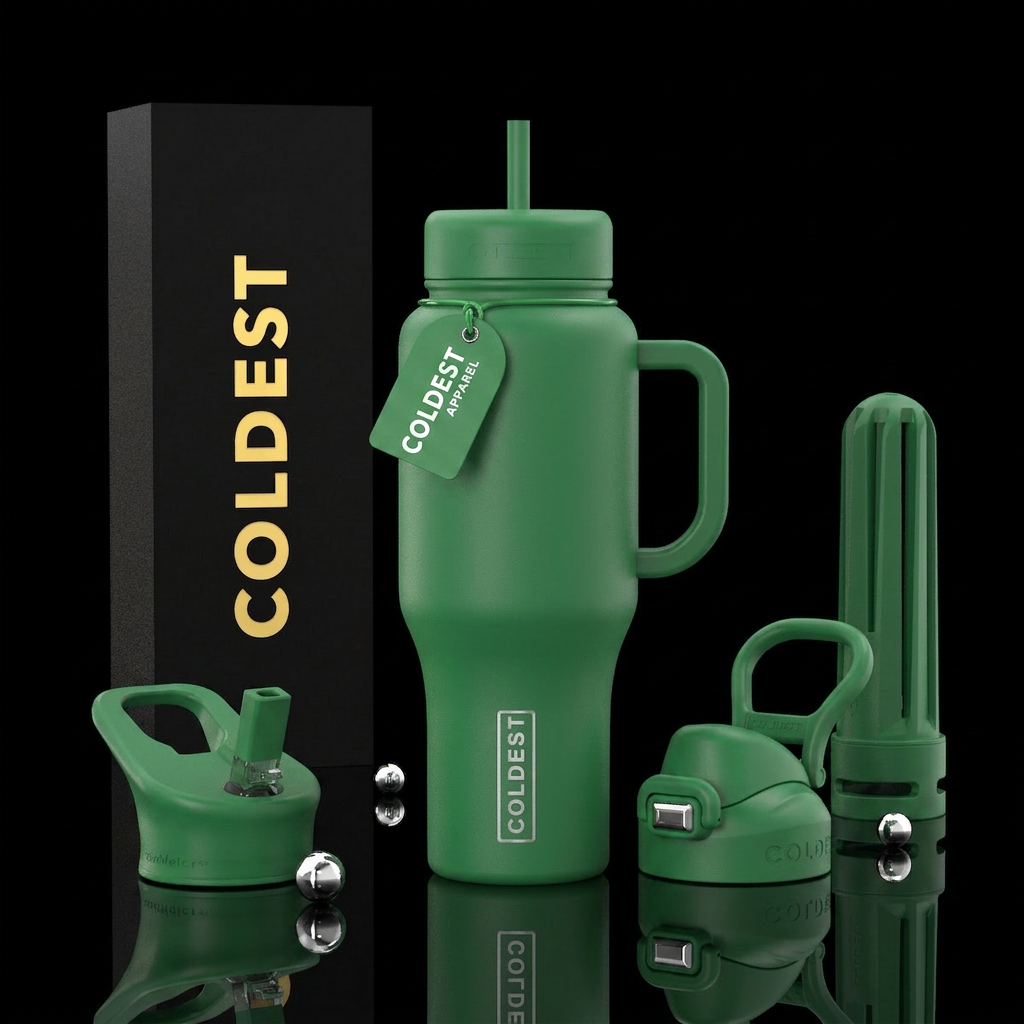 Matte green water bottle design