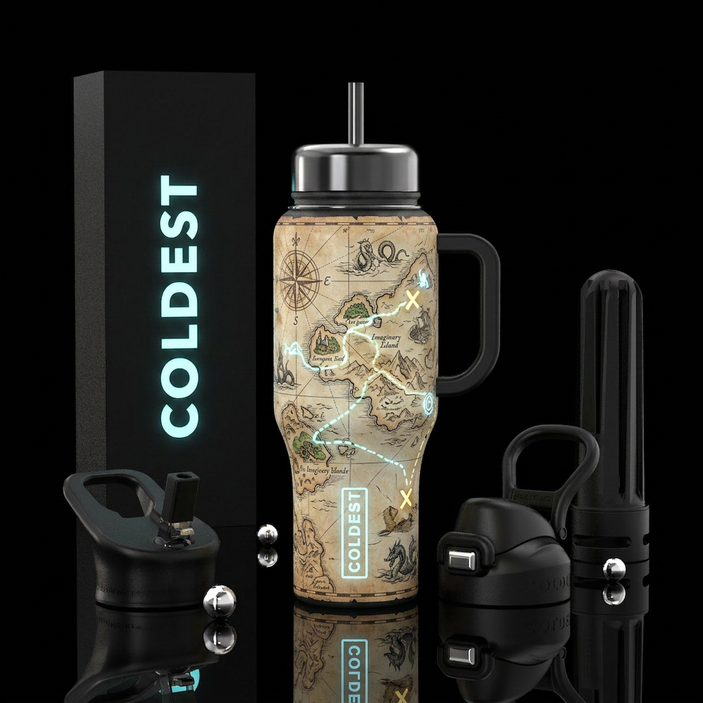 The Cartographer Bottle Design Old treasure map Is... water bottle design