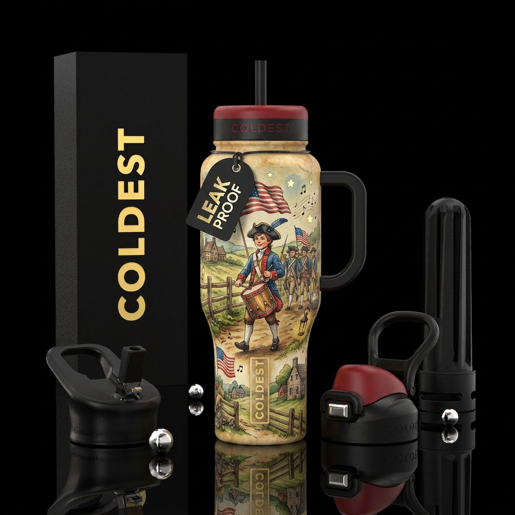 Yankee Doodle's Adventure  A nostalgic Americana-i... water bottle design