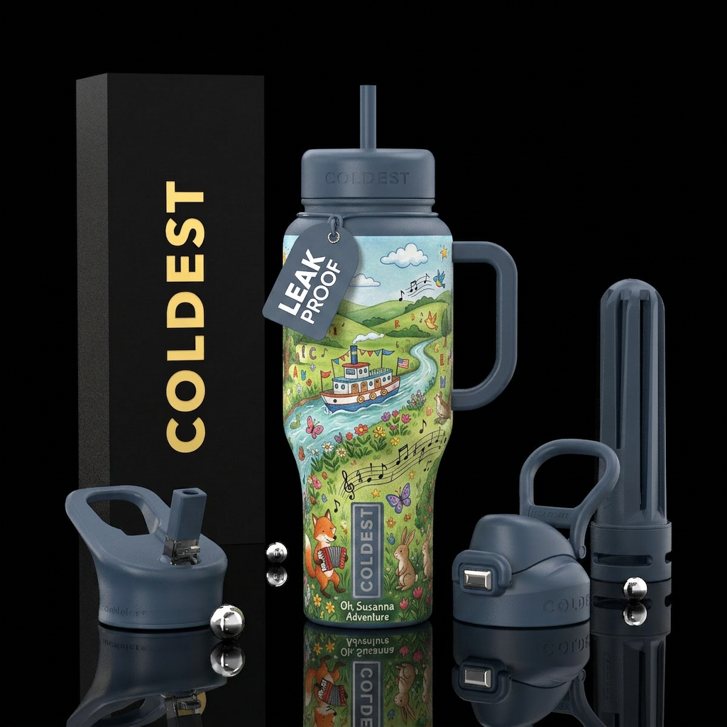 Oh, Susanna Adventure  A joyful storybook-inspired... water bottle design