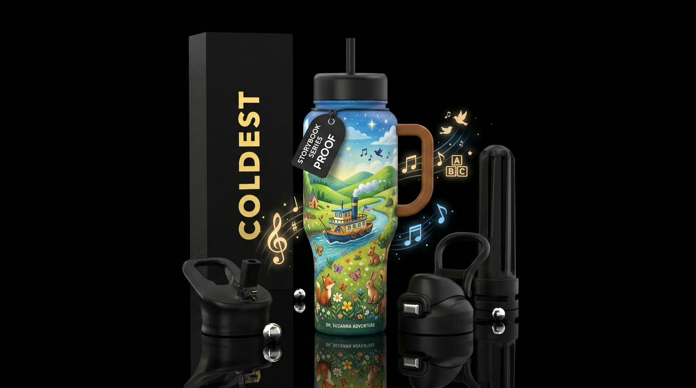 Oh, Susanna Adventure  A joyful storybook-inspired... water bottle design