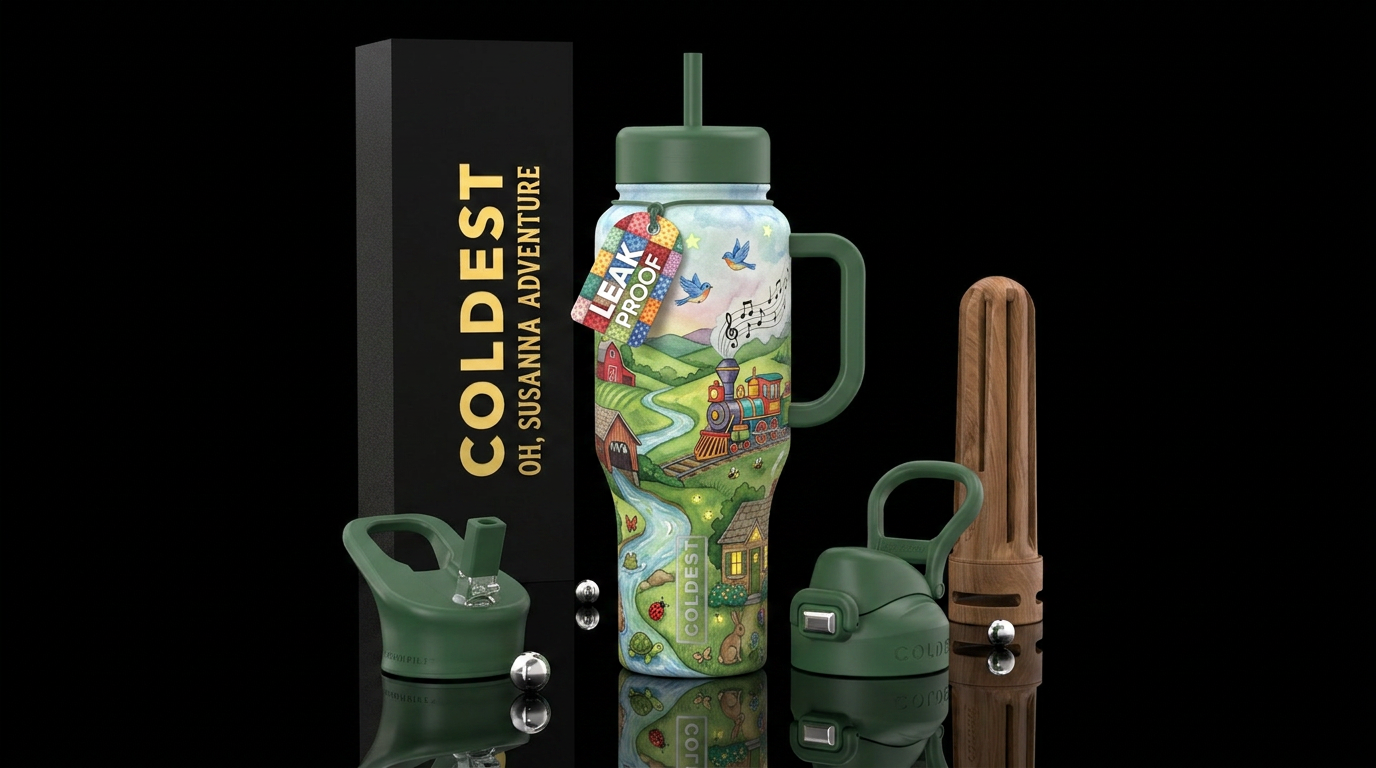Oh, Susanna Adventure  A charming folk-art inspire... water bottle design