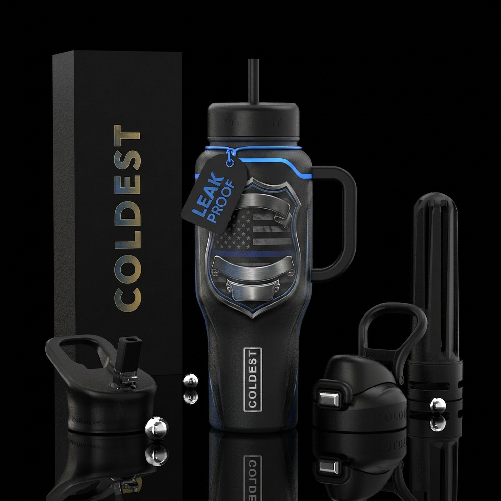 The Shield Theme: Protection and service. Design L... water bottle design