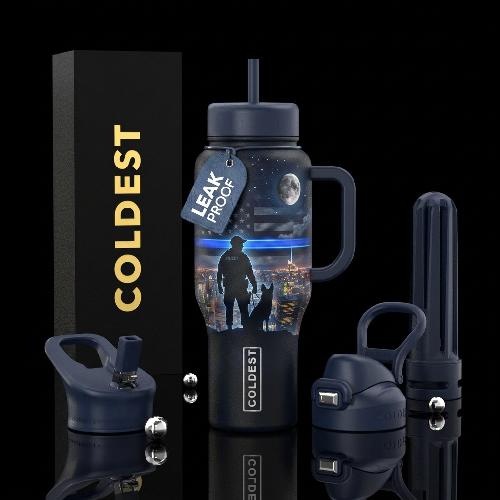 Guardian of the Night Design Officer silhouette st... water bottle design