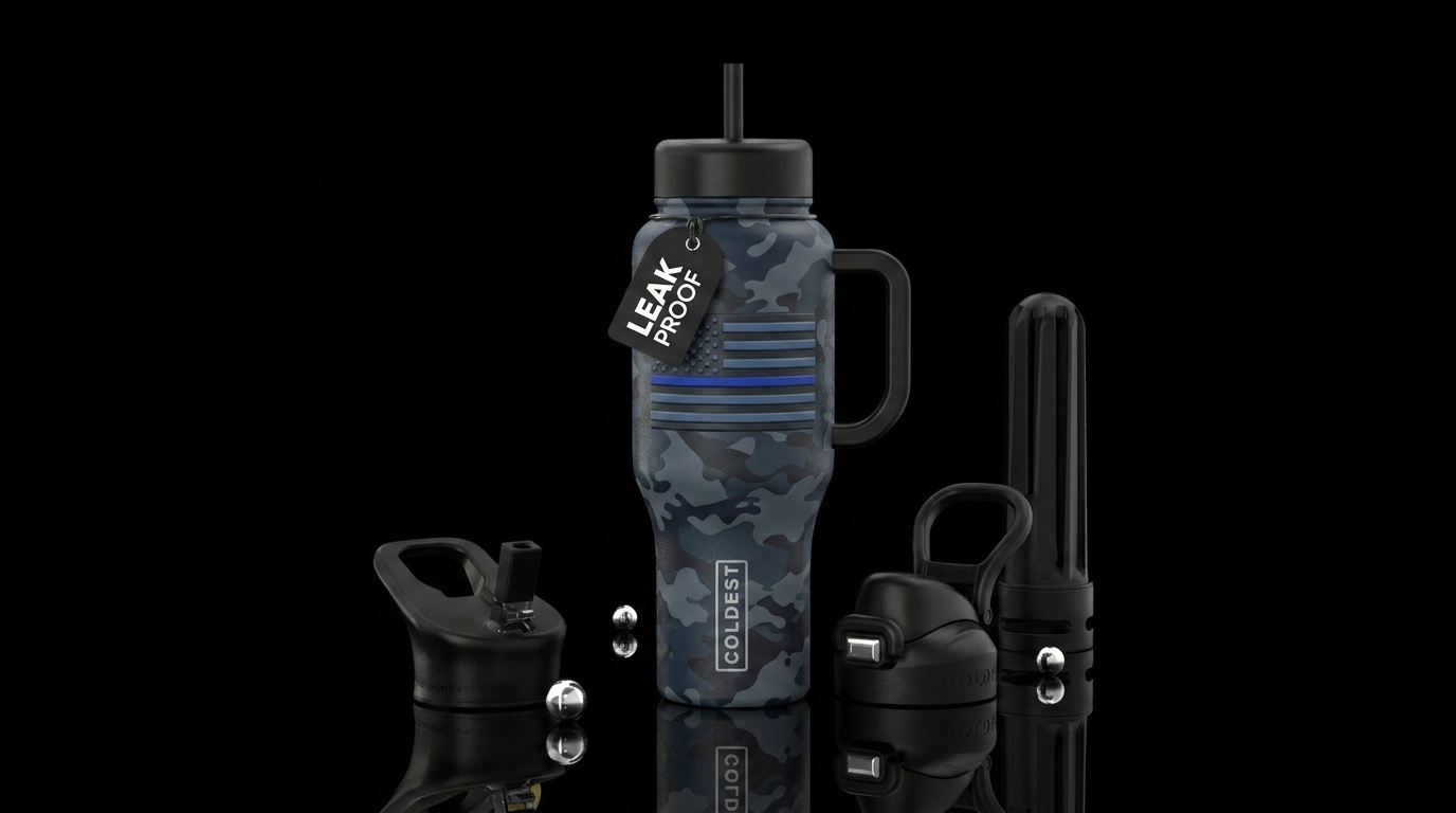 Blue Valor Design Blackhawk-style camouflage backg... water bottle design