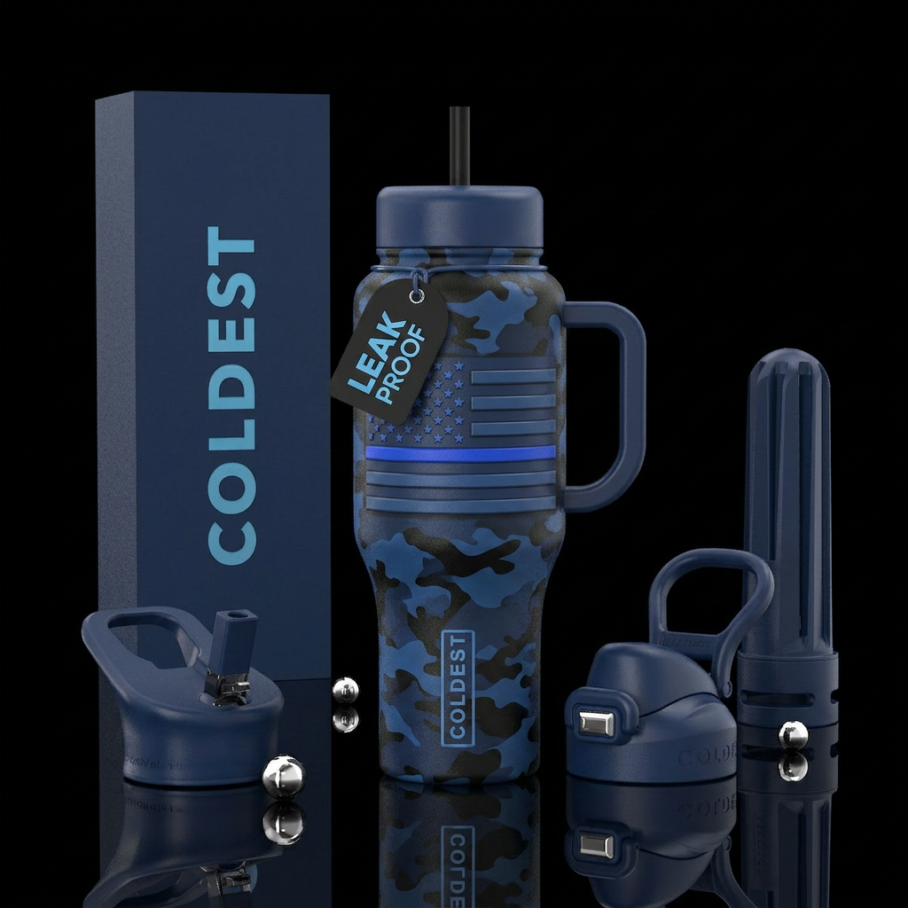 Blue Valor Design Blackhawk-style camouflage backg... water bottle design