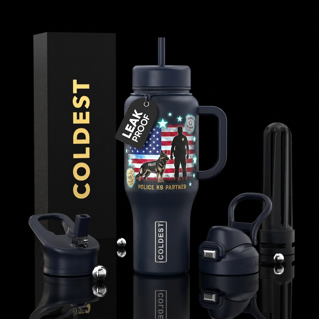 K9 Partner Design Police K9 silhouette Officer and... water bottle design