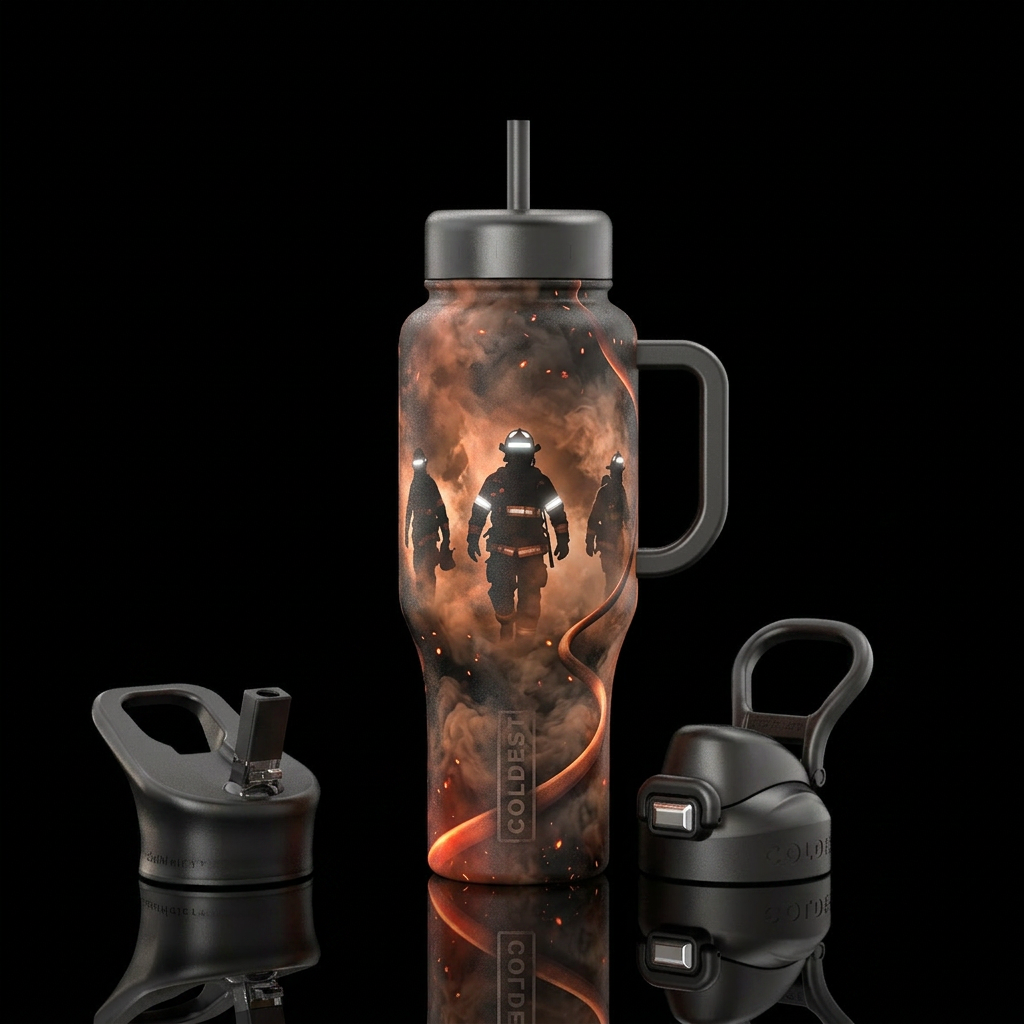 Through the Smoke Theme: The moment firefighters r... water bottle design