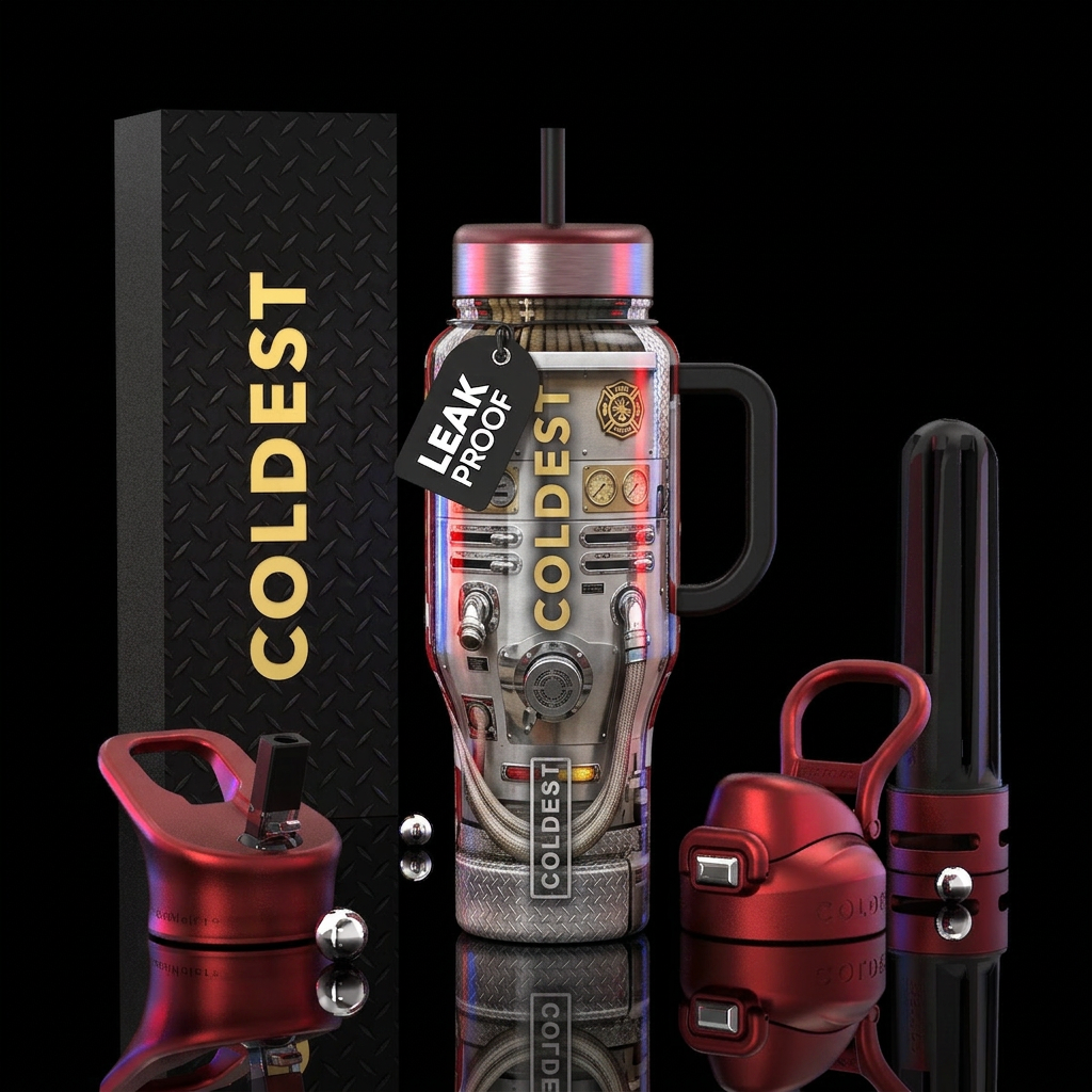 Engine Company Visuals Highly detailed fire engine... water bottle design