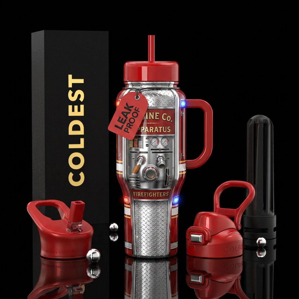Engine Company Visuals Highly detailed fire engine... water bottle design