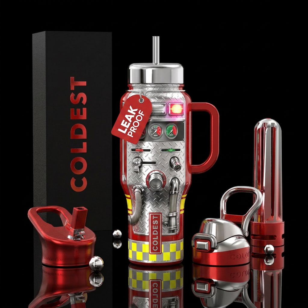 Engine Company Visuals Highly detailed fire engine... water bottle design