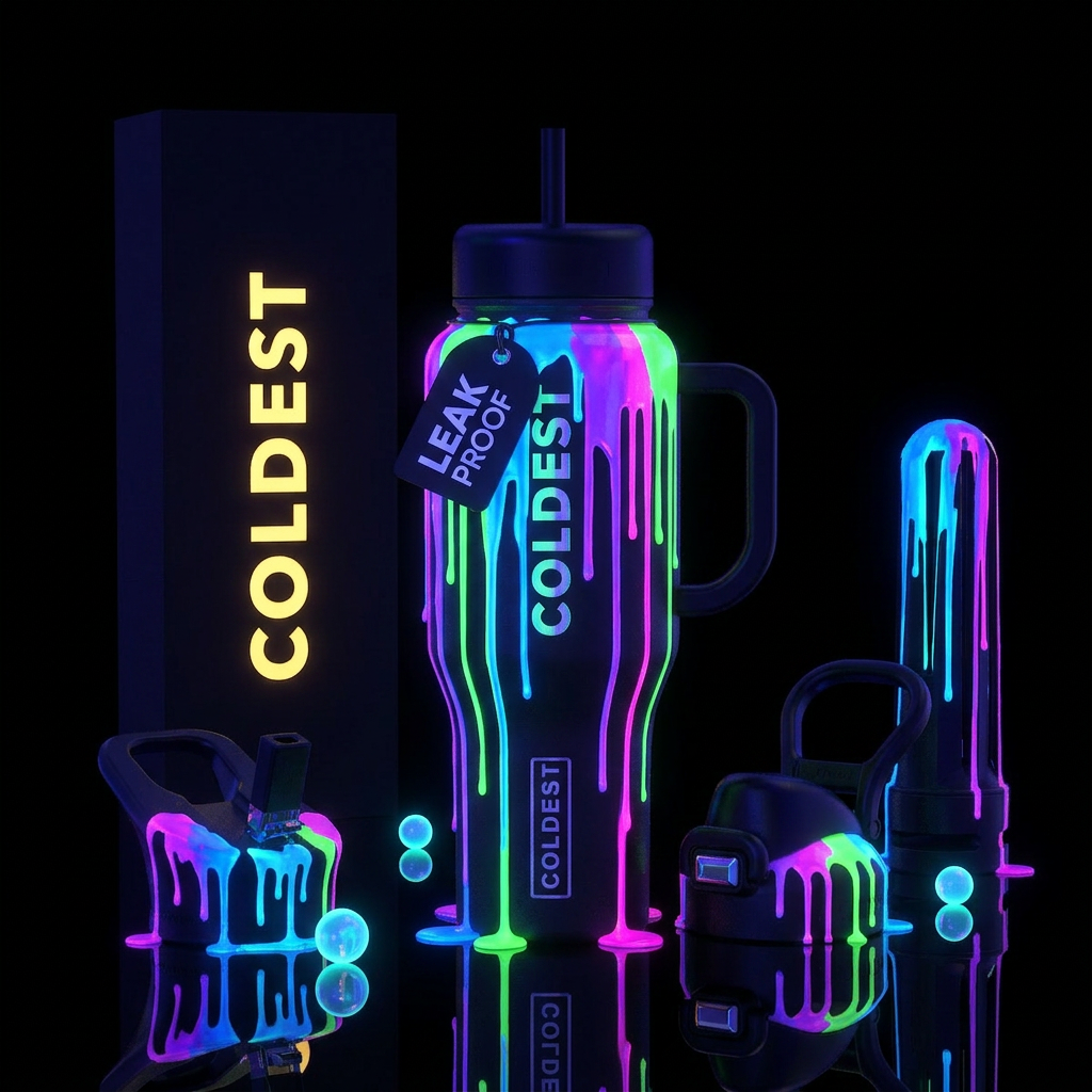Blacklight Drip Daytime Matte black bottle Subtle ... water bottle design