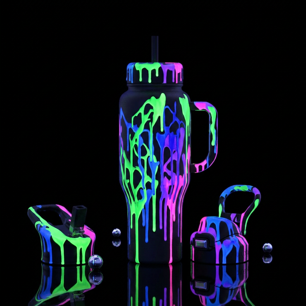 Blacklight Drip Daytime Matte black bottle Subtle ... water bottle design