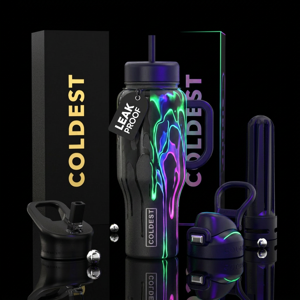 Blacklight Drip Daytime Matte black bottle Subtle ... water bottle design