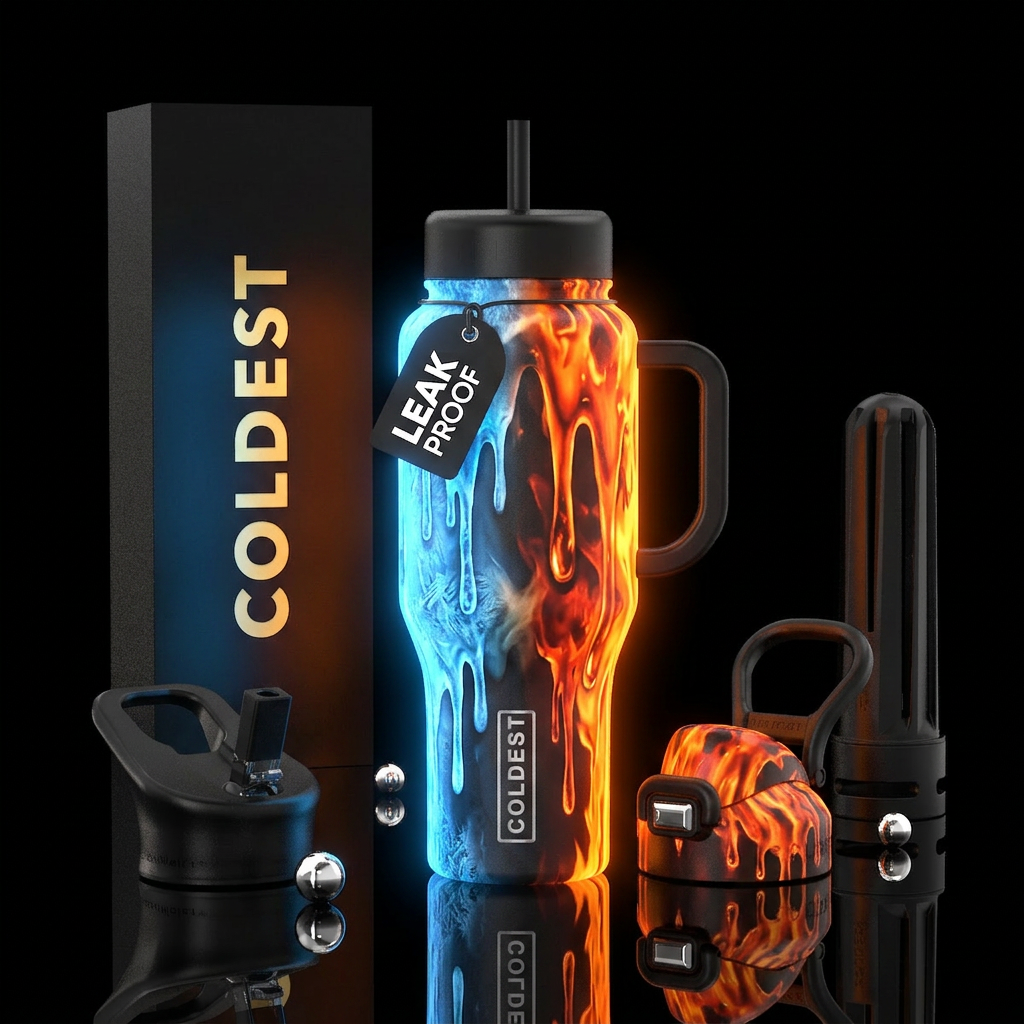 Fire & Ice Drip Daytime Half the bottle has fiery ... water bottle design