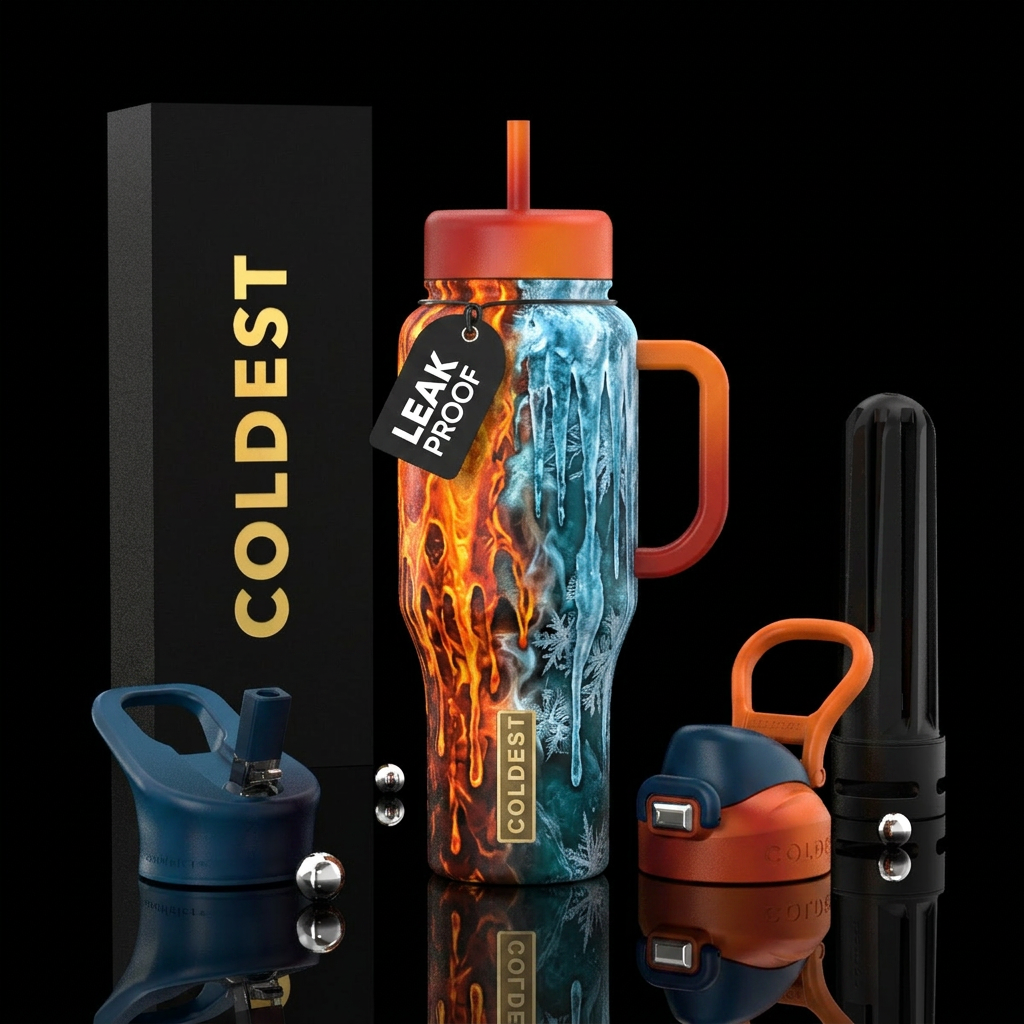 Fire & Ice Drip Daytime Half the bottle has fiery ... water bottle design