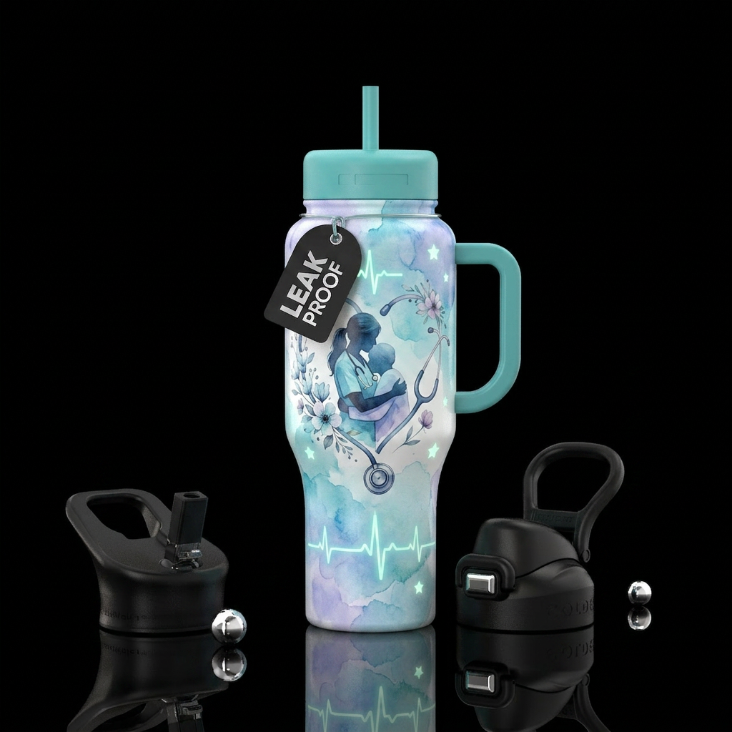The Heart Behind the Scrubs Theme: Compassion Desi... water bottle design