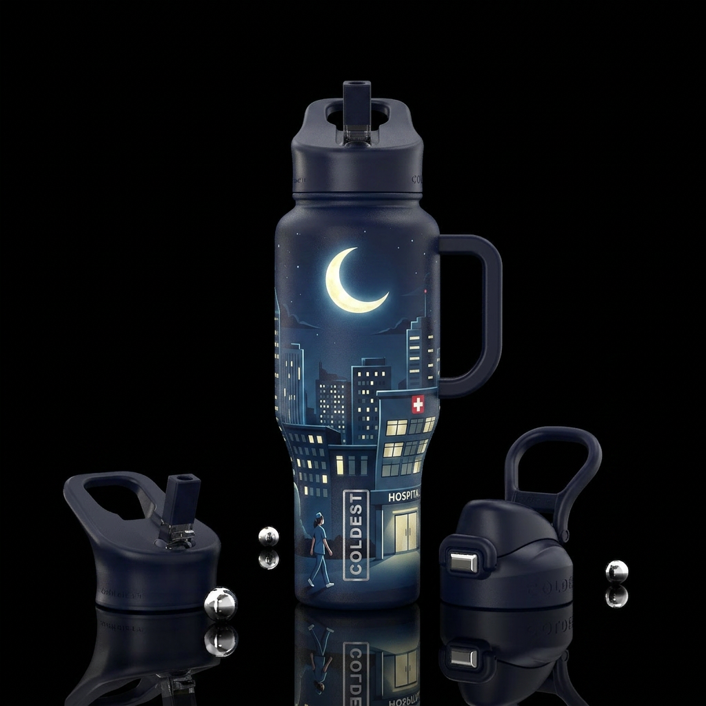 Night Shift Hero Theme: The nurses who keep the wo... water bottle design