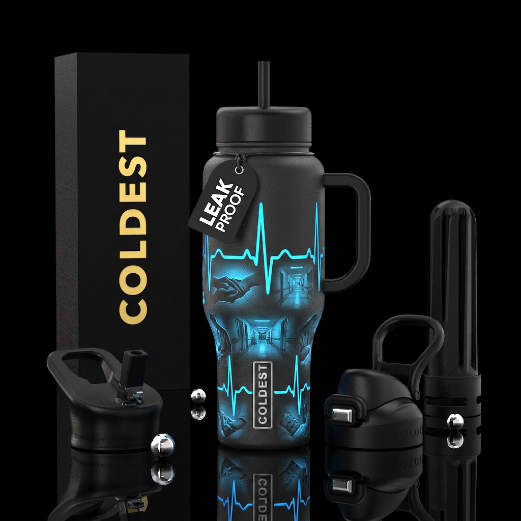 The Pulse of Care Theme: The heartbeat of healthca... water bottle design