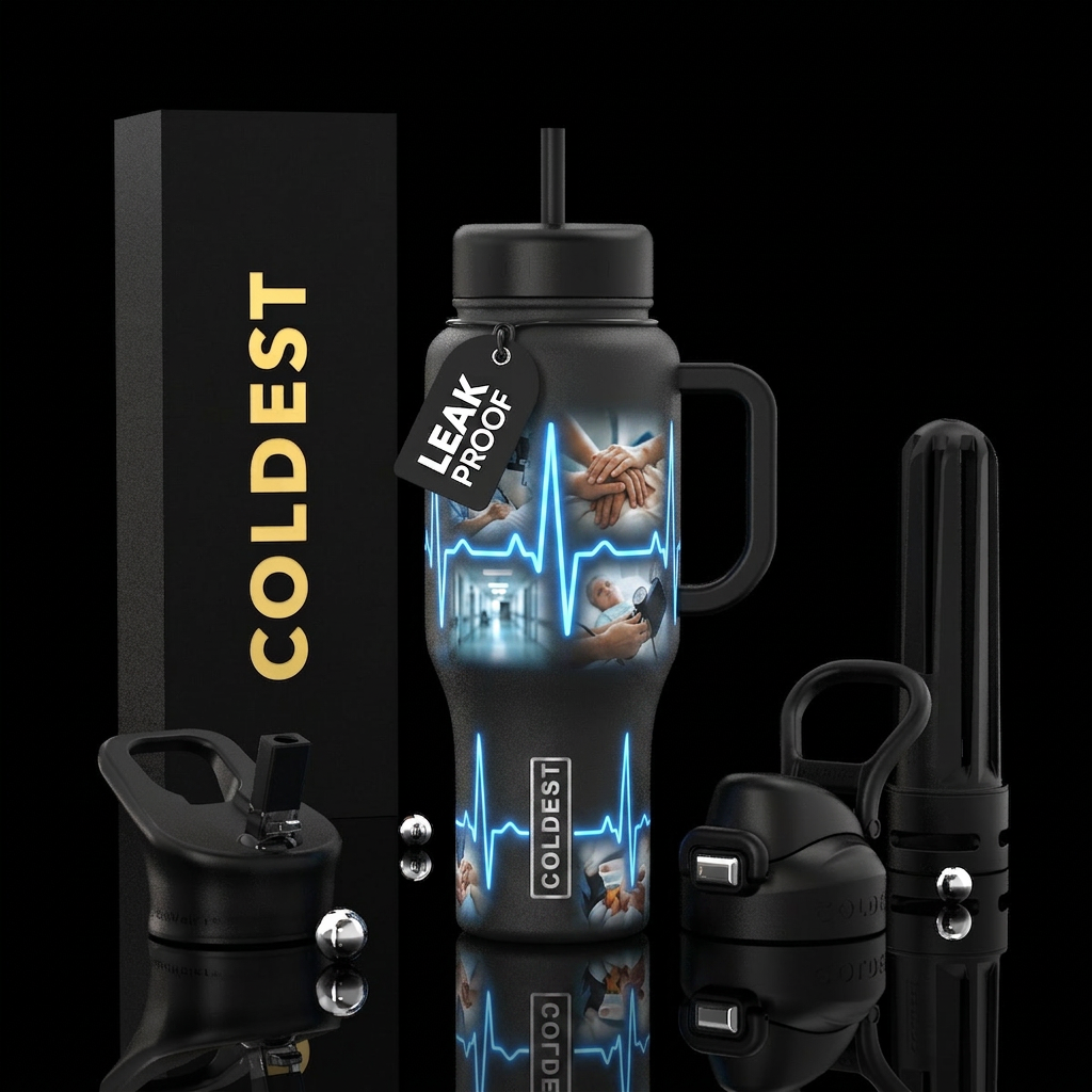The Pulse of Care Theme: The heartbeat of healthca... water bottle design