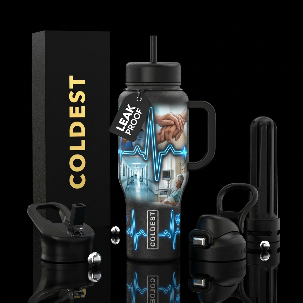 The Pulse of Care Theme: The heartbeat of healthca... water bottle design