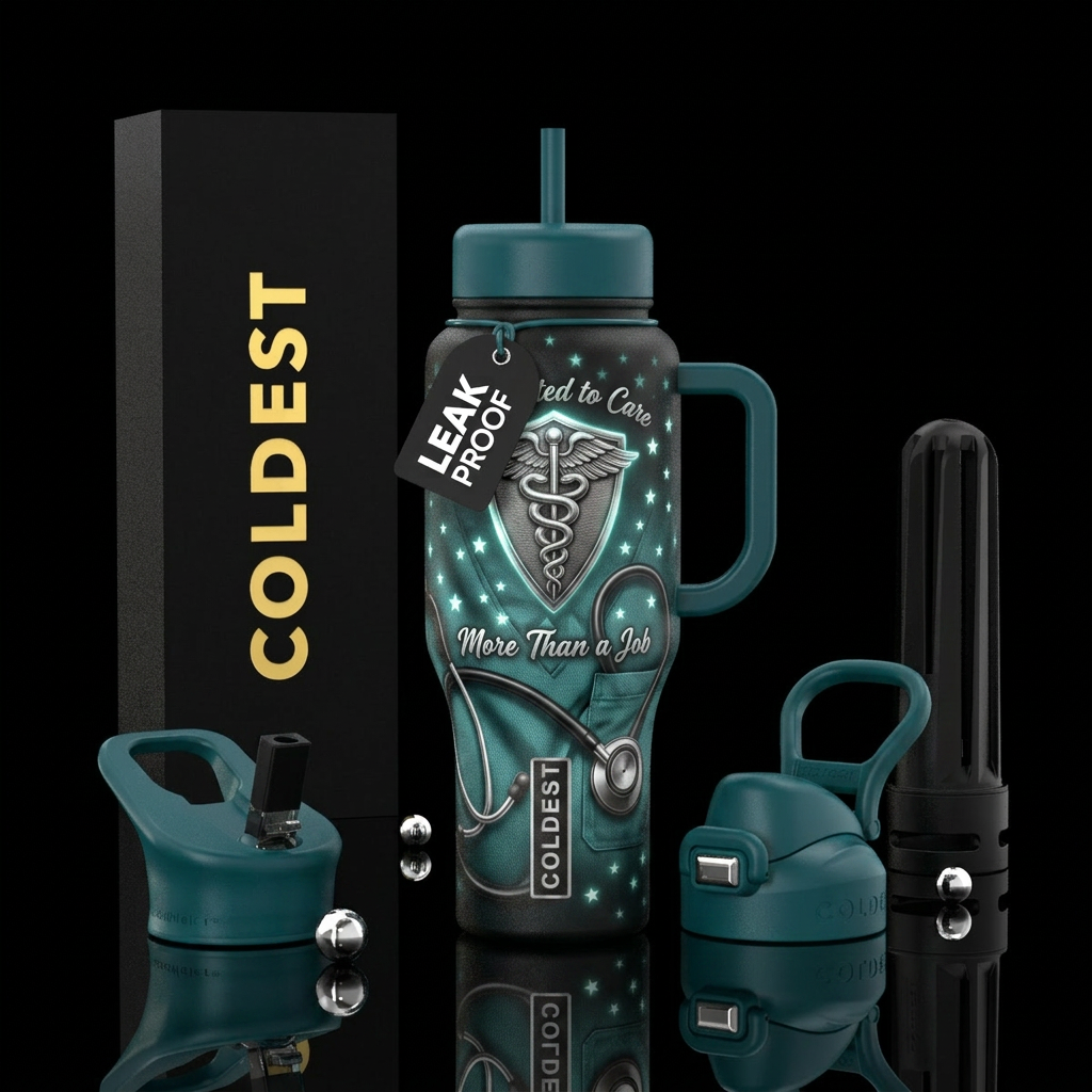 More Than a Job Theme: Dedication Design Realistic... water bottle design
