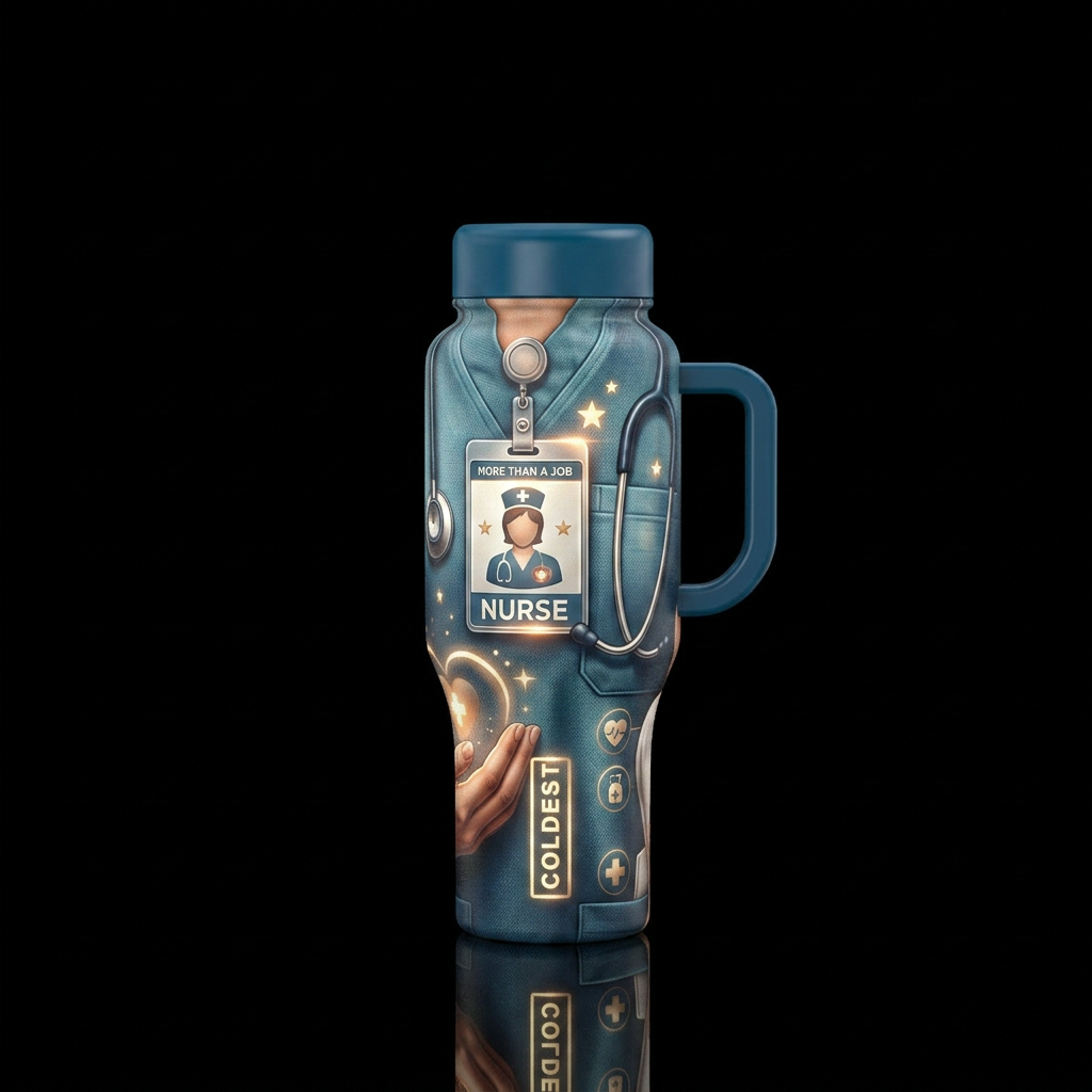 More Than a Job Theme: Dedication Design Realistic... water bottle design