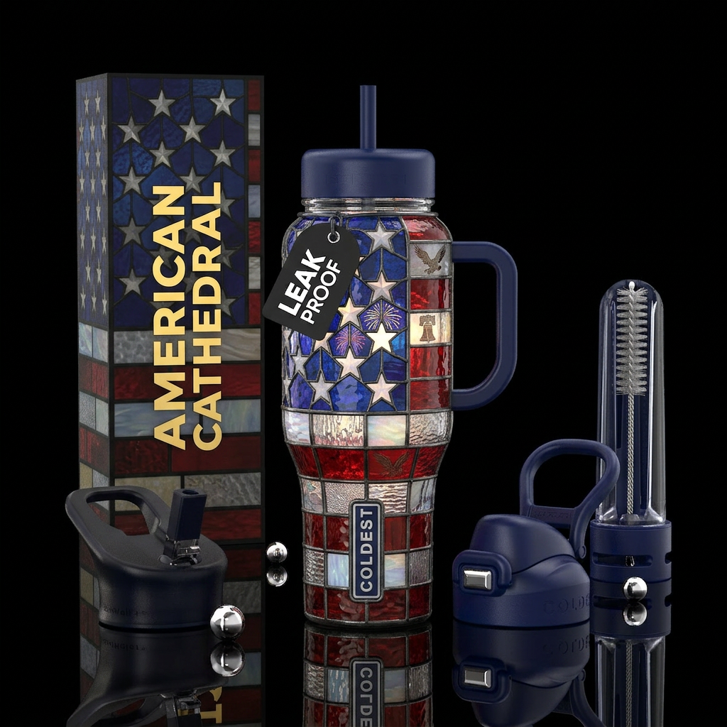American Cathedral  A breathtaking stained-glass a... water bottle design
