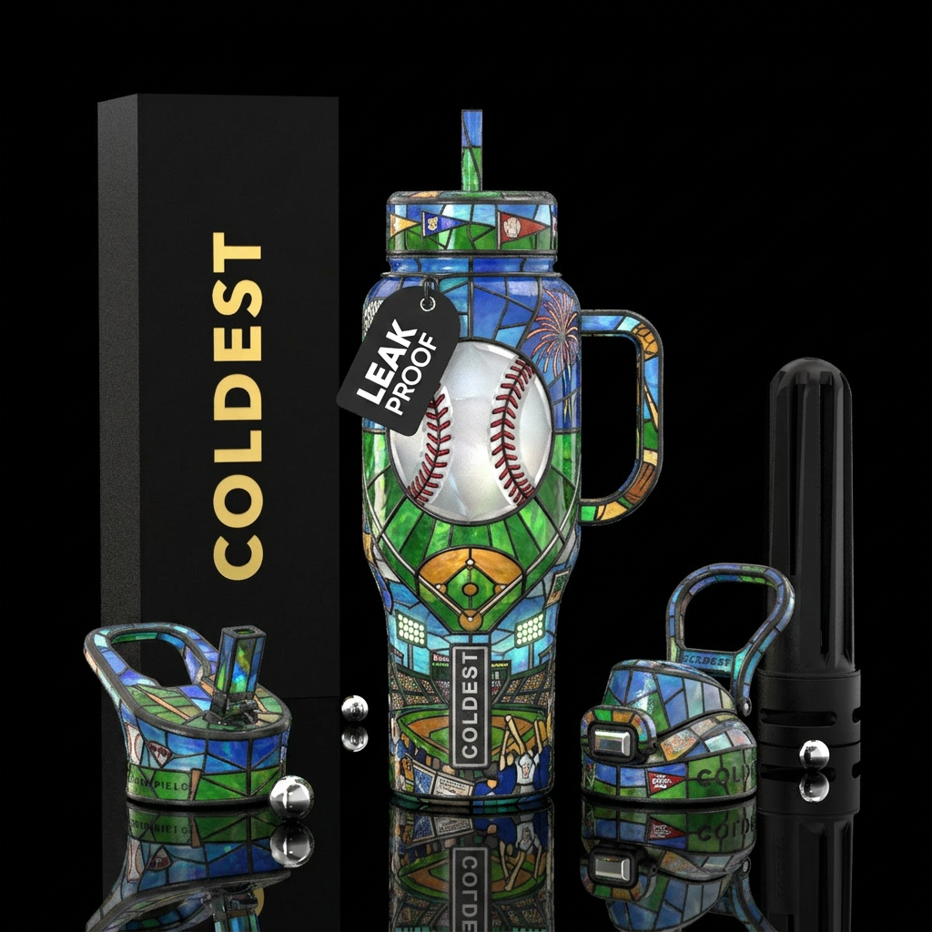 Cathedral of Baseball  A breathtaking stained-glas... water bottle design