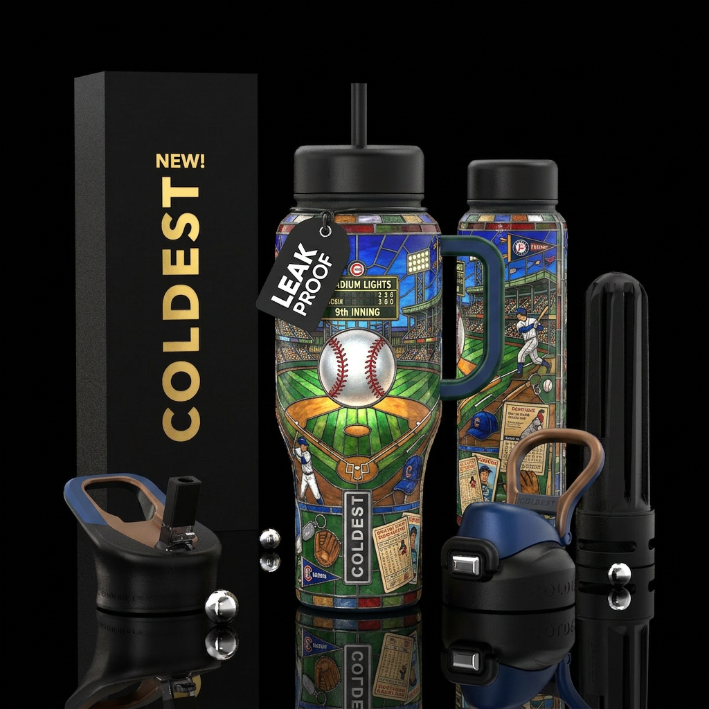 Cathedral of Baseball  A breathtaking stained-glas... water bottle design