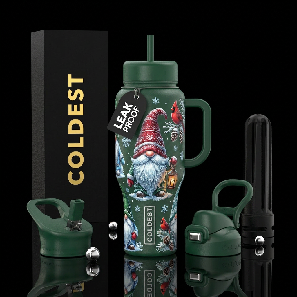 Winter Gnome Section Colors Ice blue Silver White ... water bottle design