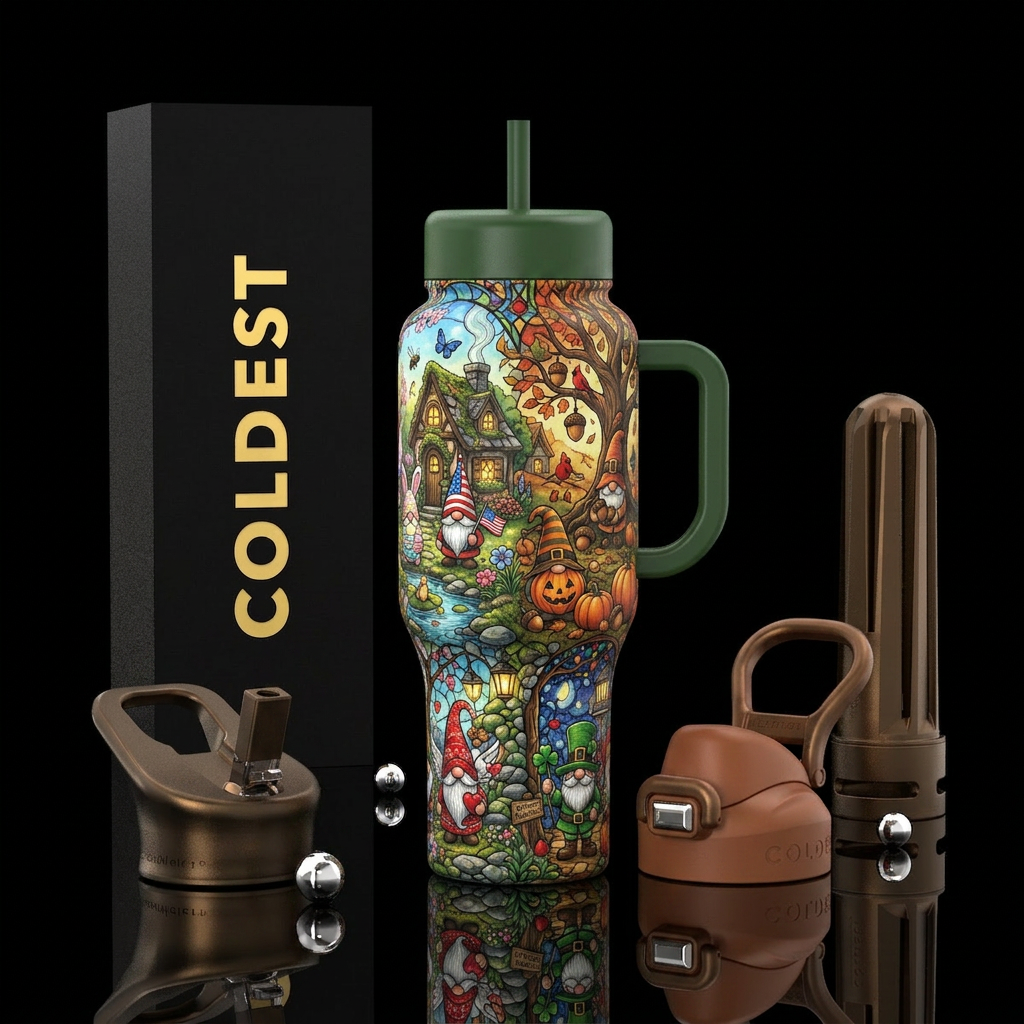 A Year in Gnomeville  A whimsical, highly detailed... water bottle design